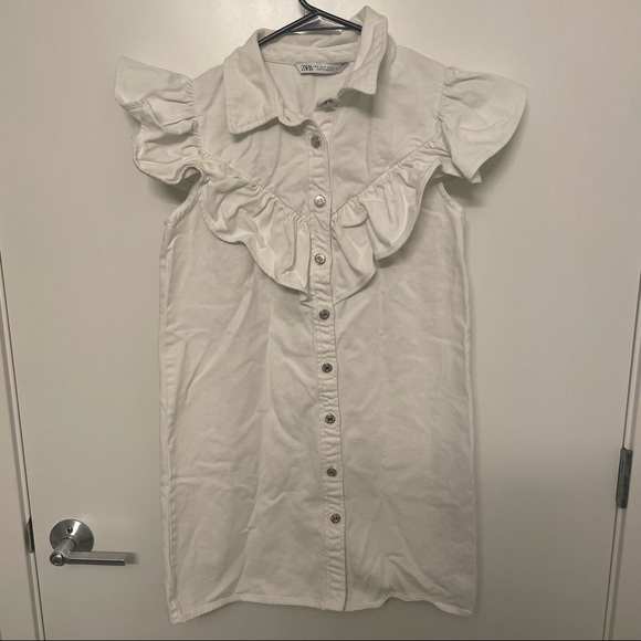 Zara White Ruffled Mini Dress - Picture 6 of 9